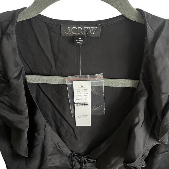 J.Crew Goldie Satin Top Long Sleeve Blouse in Black Size Medium NEW - Picture 7 of 9